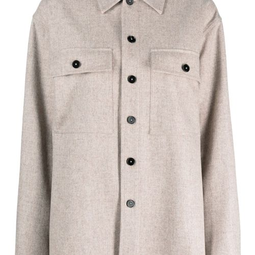 Jil Sander Long Sleeve Virgin Wool Shirt Neutrals