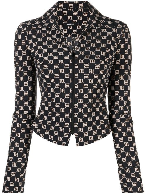 Monogram zipped fitted jacket - Black