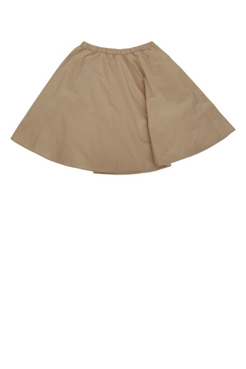 Gathered Polyester Skirt — Beige