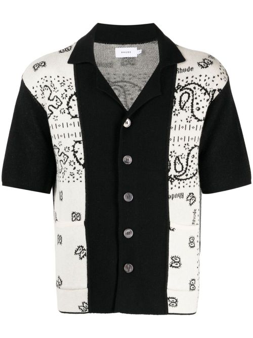 Graphic-print notched-collar shirt - Black