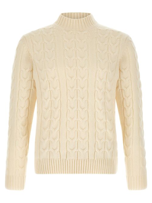 Braided Cable Knit Sweater — Cream