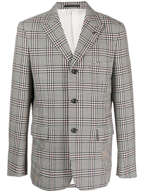 Patchwork detailing checked blazer - Neutrals