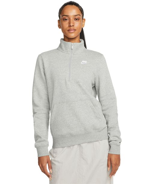 Women's Sportswear Club Fleece 1/2-Zip Sweatshirt - Dark Grey Heather/white