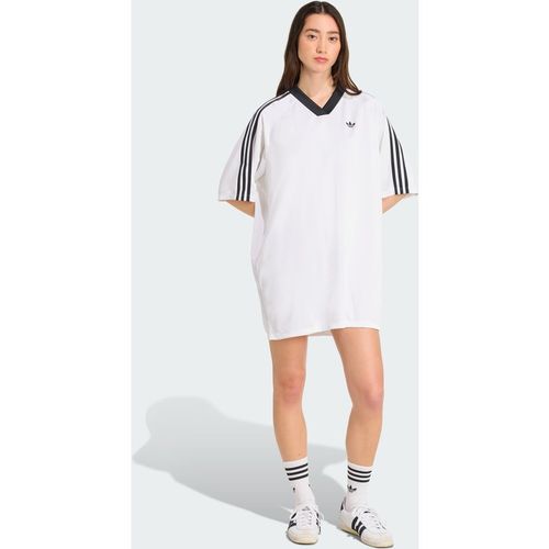 ADIDAS Originals Womens Adicolor Football Jacquard Oversize Dress - White & Black - Sma
