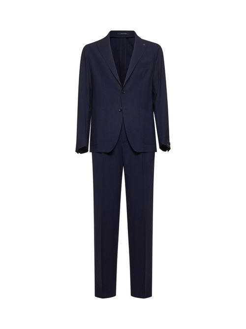 Virgin Wool Stretch Pant Suit — Navy