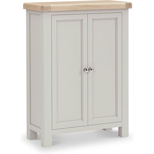 Penzance 2 Door Shoe Storage Cupboard | Grey / Sage Green | Roseland