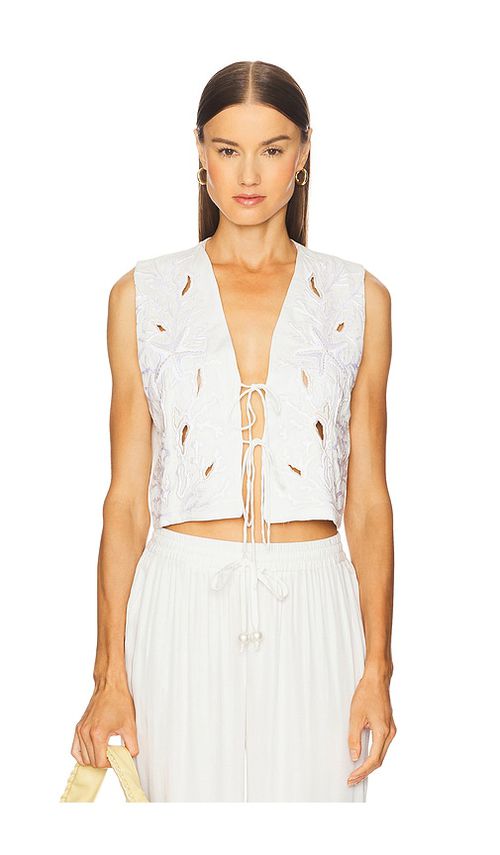 Leslie Amon Coral Reef Vest in Ivory. -  S also in L