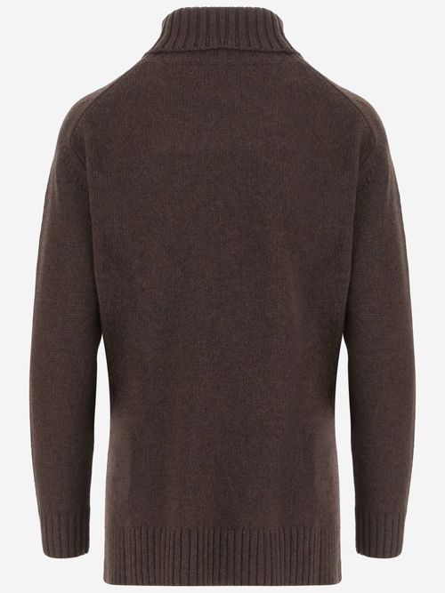 Virgin Wool and Cashmere Turtleneck Sweater — Brown