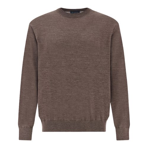 140’S superfine Merino wool crewneck sweater, Man, Coffee Quartz