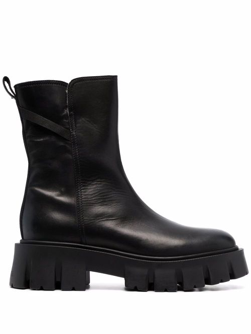 Leather shearling boots - Black