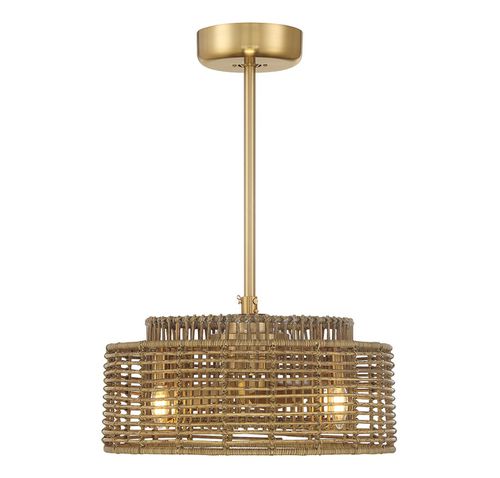 Warm Brass Four Light Fan D'Lier from the Ferndale Collection