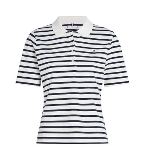 Tommy Hilfiger for woman. WW0WW43224 Embroidered logo polo shirt 1985 Collection white, navy (M), Casual, Cotton, Short sleeve
