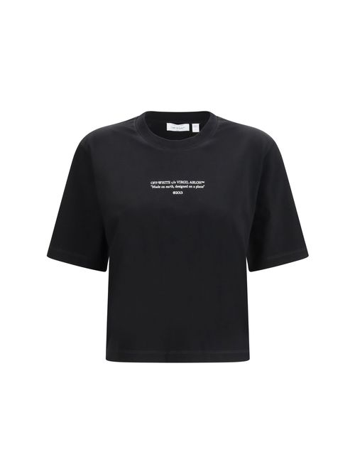 Text-Print Cotton T-Shirt — Black