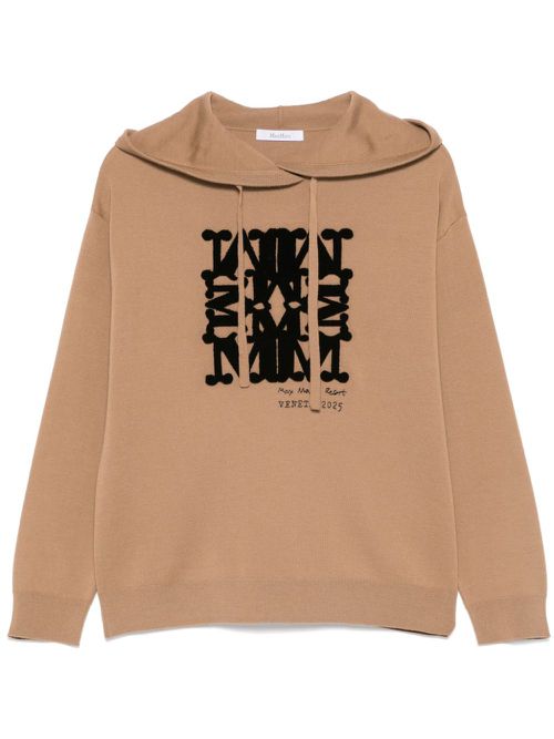 Flocked-logo hoodie - Brown