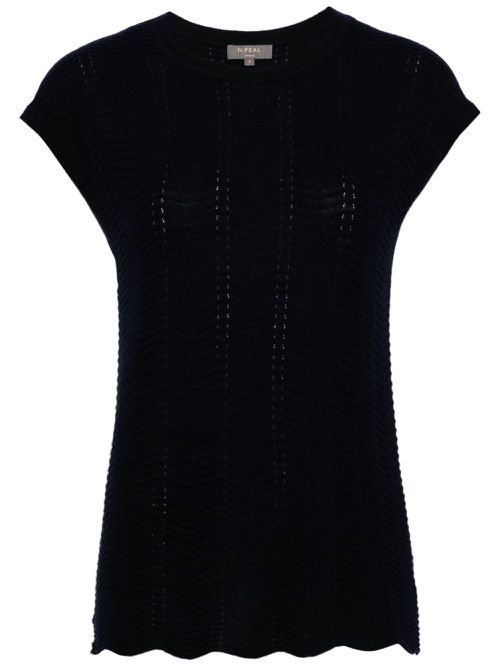 Wave stitch top - Blue