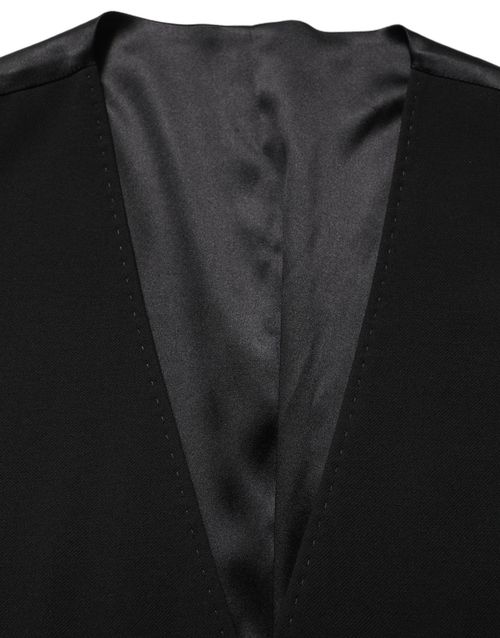 Virgin Wool Single-Breasted Vest — Black