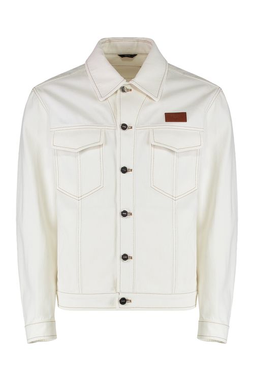 Men's Cotton Denim Jacket with Flap Pockets