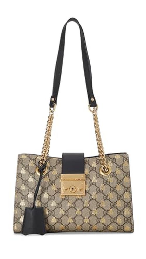 Gucci Women's Pre-Loved Black Coated Canvas Bee Shoulder Bag, Black, One Size