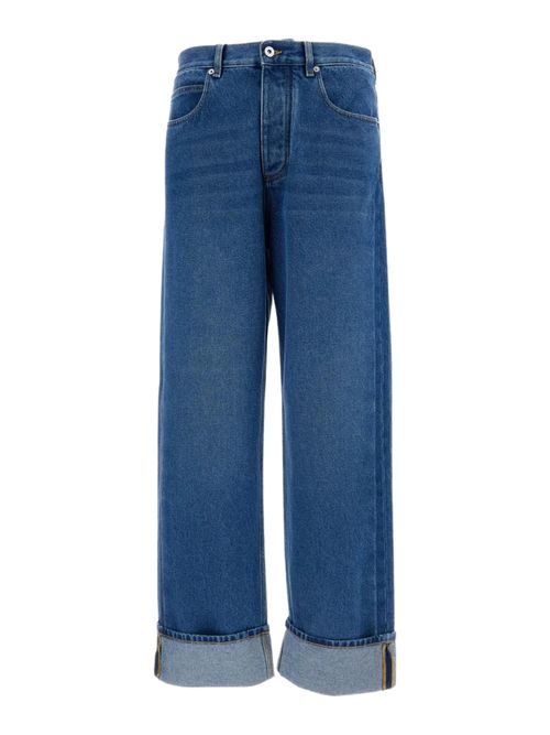 Turn-Up Hem Jeans with Embossed Motif