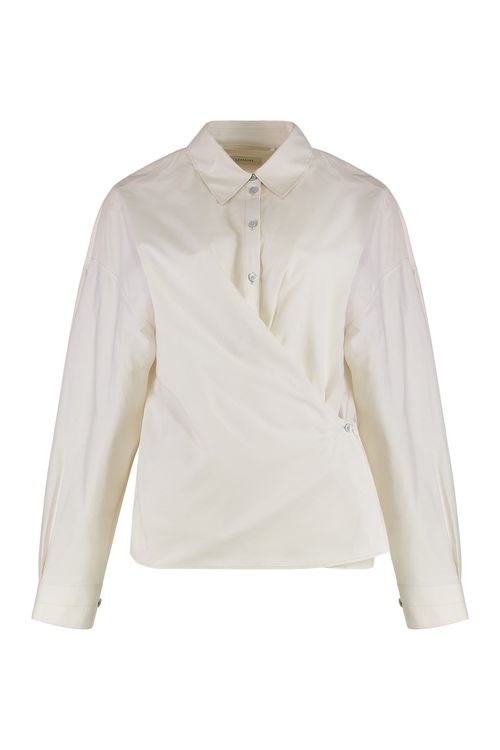 Silk-Cotton Blend Asymmetric Fastening Shirt