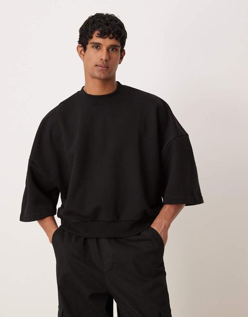 ASOS DESIGN premium heavyweight oversized short sleeve sweatshirt in black