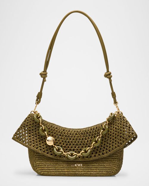Ola Small Shoulder Bag in Raffia and Leather