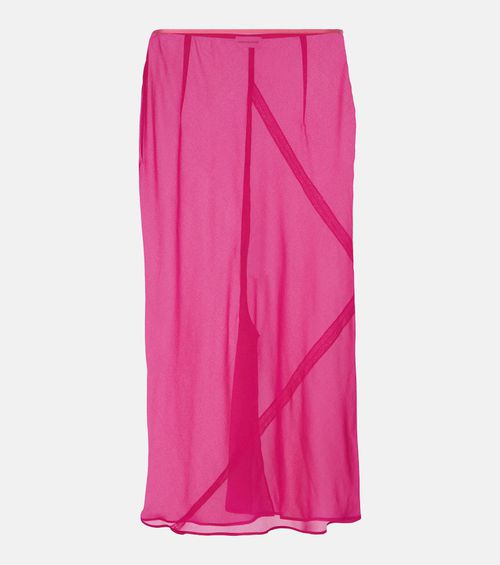 Silk-blend satin midi skirt