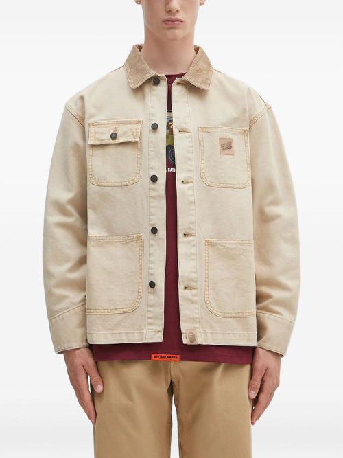 Corduroy-collar jacket - Neutrals