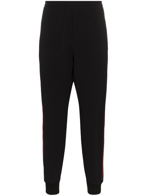 Logo tape track pants - Black