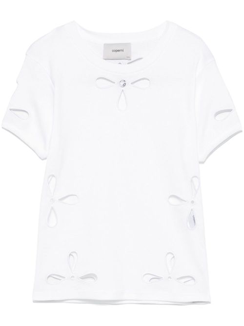Petal-embroidered T-shirt - White