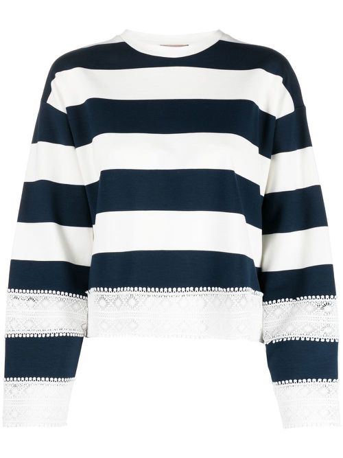 Round-neck striped sweatershirt - Blue