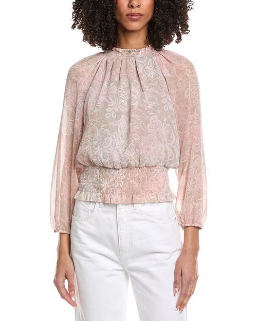 Printed Smocked Blouse