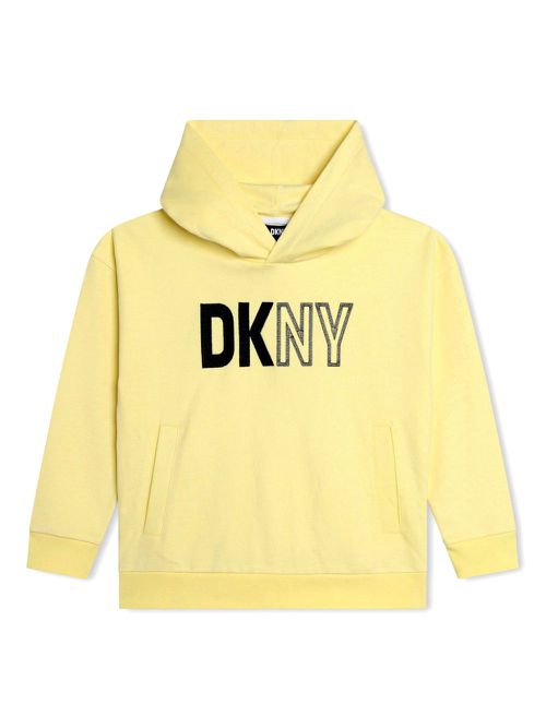 Logo-print cotton hoodie - Yellow