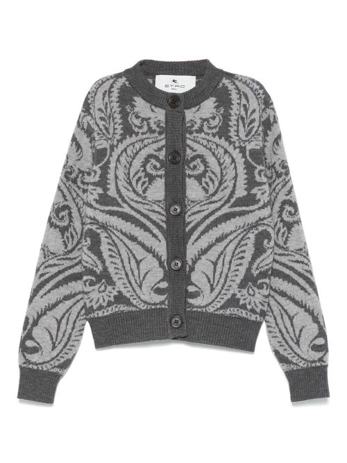 Intarsia-knit cardigan - Grey
