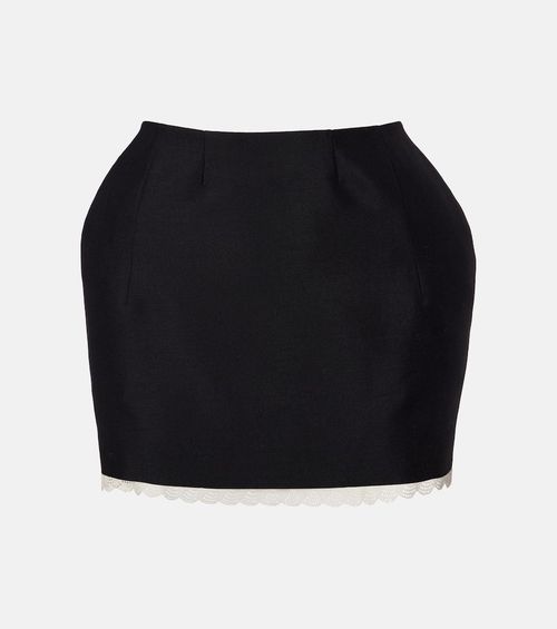 Lace-trimmed wool and mohair miniskirt
