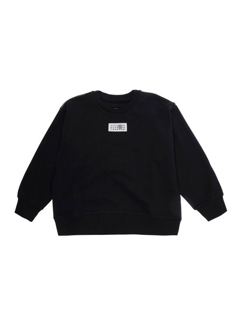 Cotton Round Neck Sweatshirt — Black