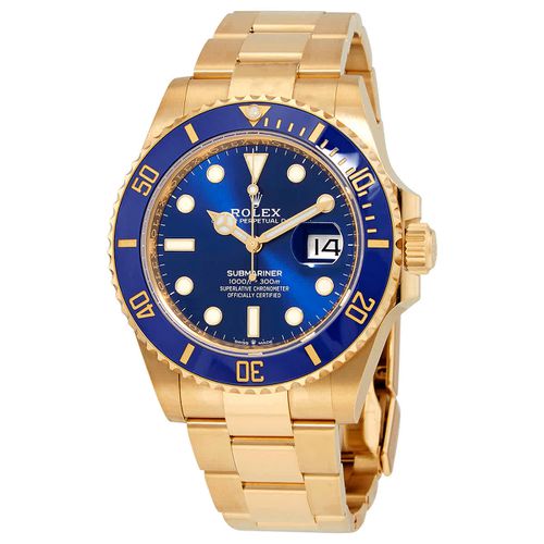 Submariner Blue Dial 18K Yellow Gold Oyster Bracelet Automatic Men's Watch 126618LBBLSO