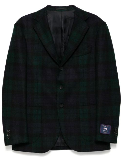 Plaid single-breasted blazer - Green