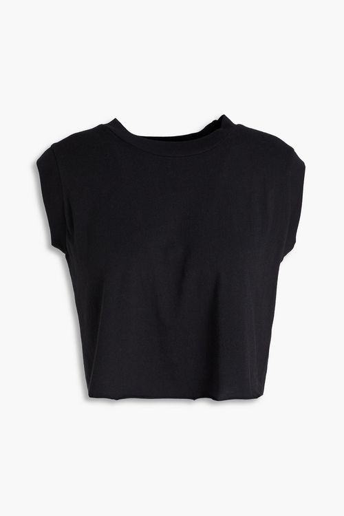 Cropped cotton and modal-blend jersey top - Black - XS