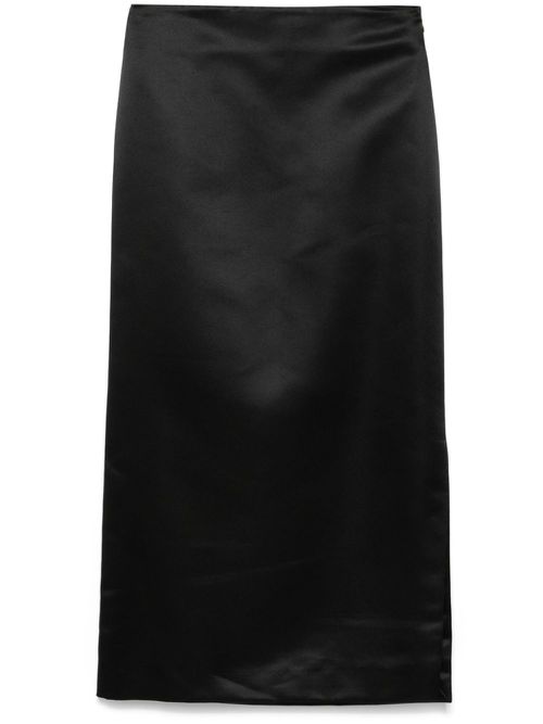 Satin midi skirt - Black