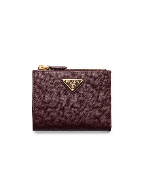 Women's Small Saffiano Leather Wallet - Dark Red