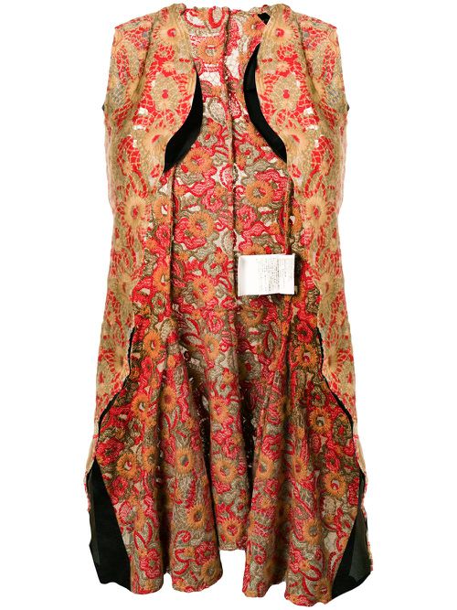 2000s heavy embroidery sleeveless jacket - Neutrals