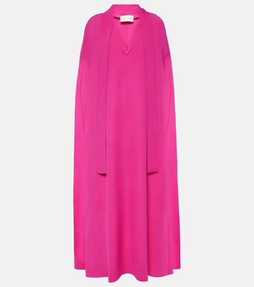 VGold caped silk maxi dress