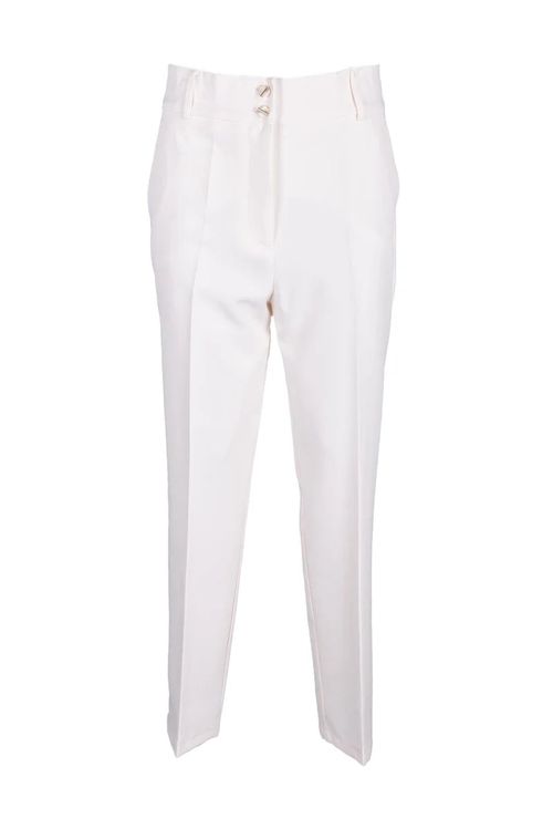 Tailored Vanilla Trousers with Straight Leg and Mid-Rise Waist