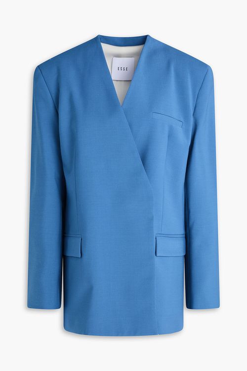 Homme double-breasted crepe blazer - Blue - UK 14