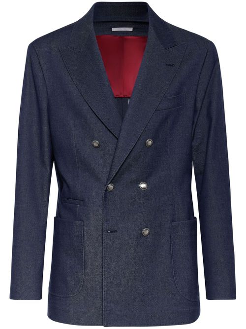 Denim double-breasted blazer - Blue