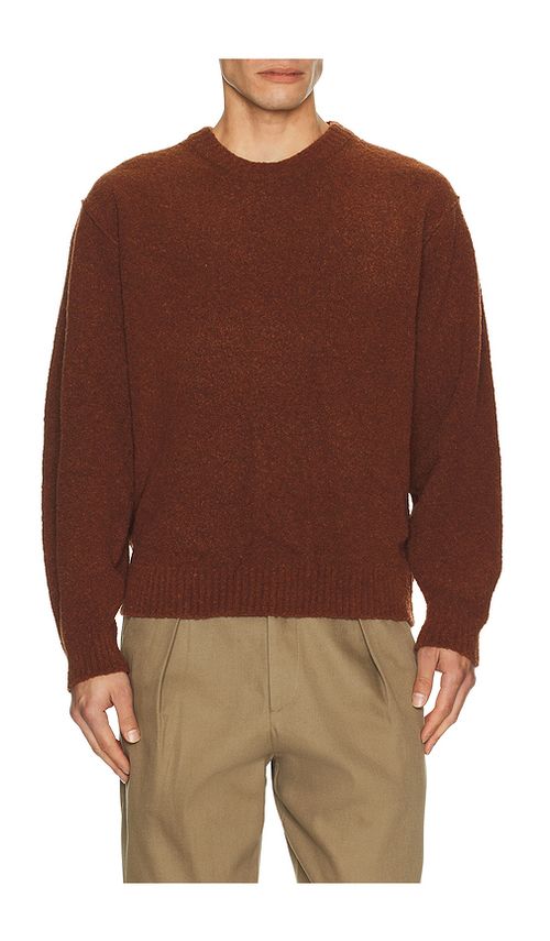 Le17Septembre Boucle Reverse Seam Pullover in Brick. 52. Also