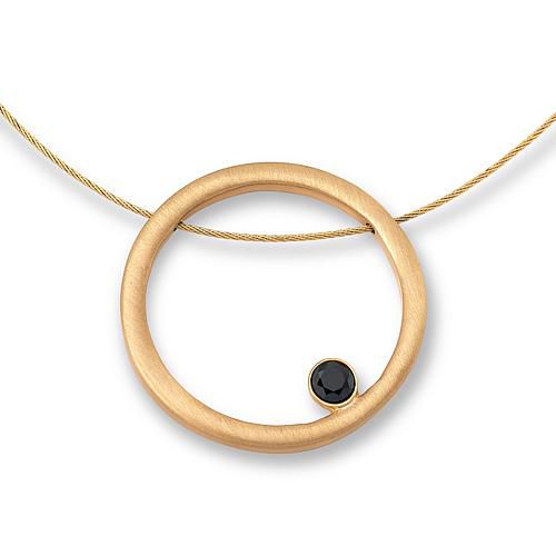 "16-5/8"" Accent Stone Open Circle Drop Necklace - Metallic"