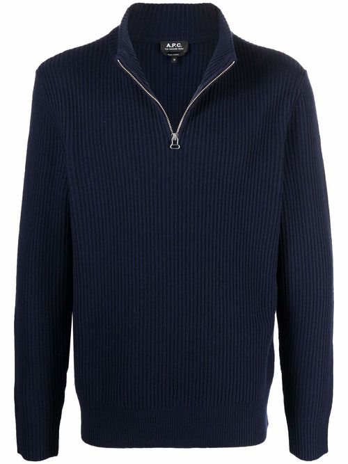 Ribbed-knit wool jumper - Blue
