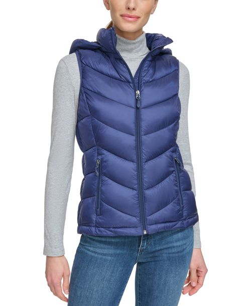 Women's Packable Hooded Puffer Vest, Created for Macy's - Marine